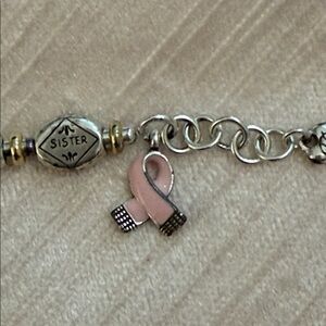 Brighton Women's Charm Bracelet with breast, cancer awareness Pink Accents